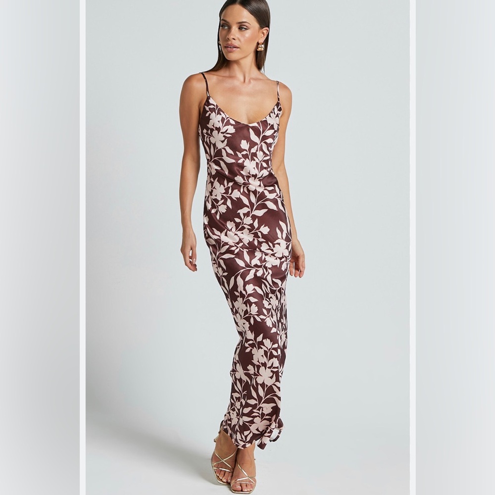 NWT Market & Spruce Floral   Maxi Dress - Brown and White premium plus 1X 🌸 M